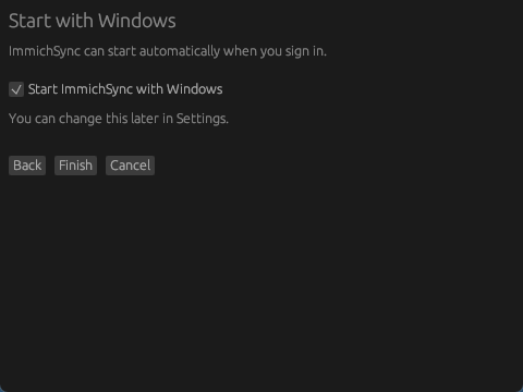 ImmichSyncをWindowsへのサインイン時に自動起動する設定